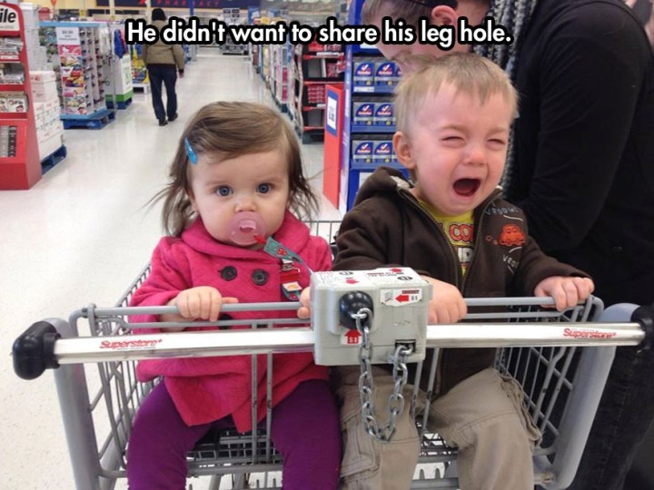 crazy kids - He didn't want to his leg hole.