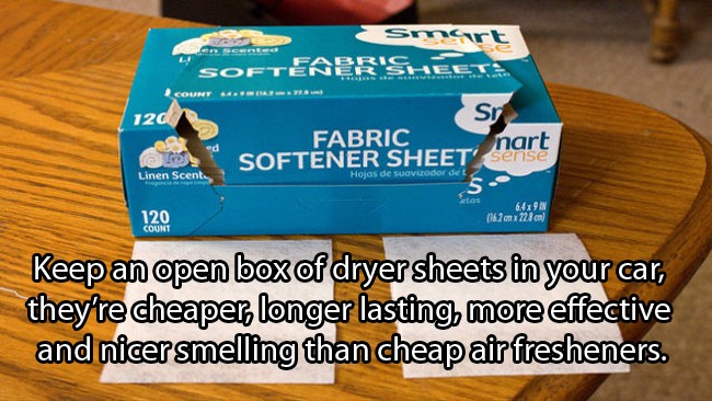120 Smert Softeaer'Sheet Couny ... Sr Fabric nart Softener Sheet' Sense so 120 Linen Scents Hojas de suavizador del 649 167128 Count Keep an open box of dryer sheets in your car, they're cheaper, longer lasting more effective and nicersmelling than cheap…