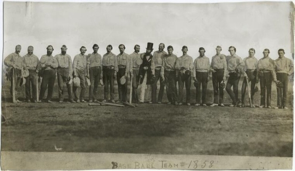 The first team photo in baseball history. 1858