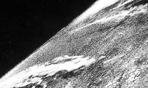 The first photo taken from space. A V2 rocket was launched straight up, with the film protected in a steel case. 1946