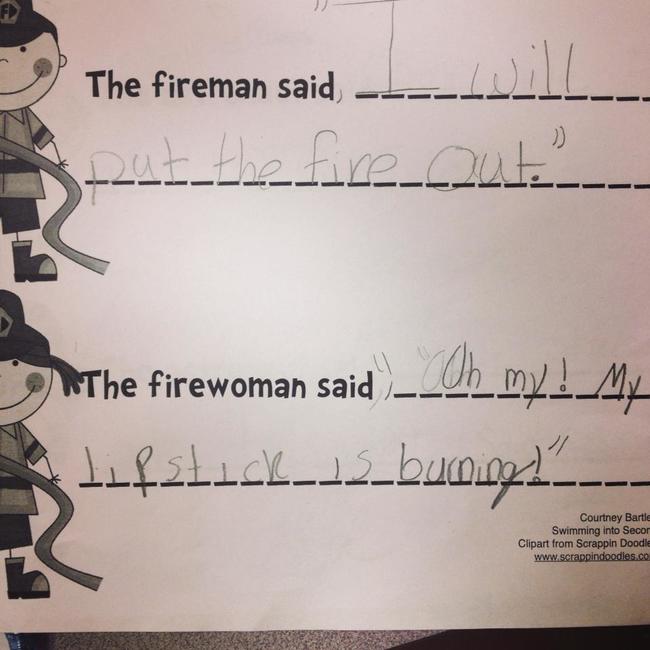 funny things children say - F2 The fireman said I the tire 0 The firewoman said __Oh my! My Klifetick_du_bucoing?. Courtney Bartie Swimming into Secor Clipart from Scrappin Doodle