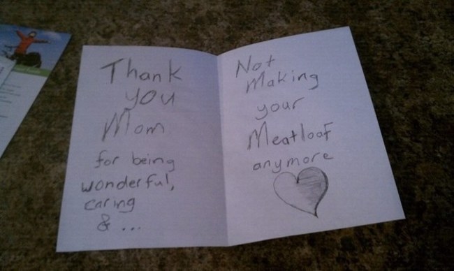 sorry card from kids - Not making Thank you Mom for being your Meatloaf anymore wonderful earing