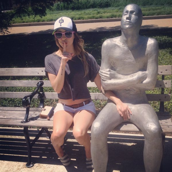 43 people having fun with statues