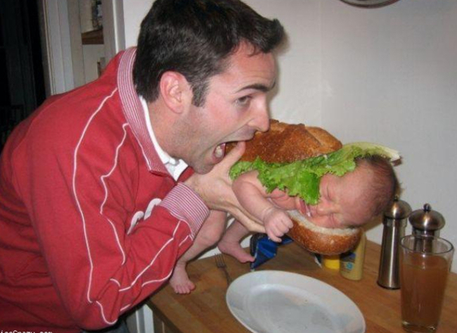 being a dad eat a baby