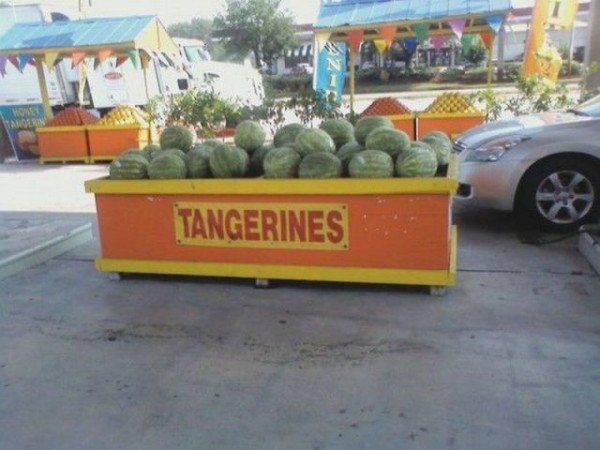 funny signs grocery - Tangerines
