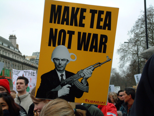 funny protest - Make Tea Not War The Karmarama
