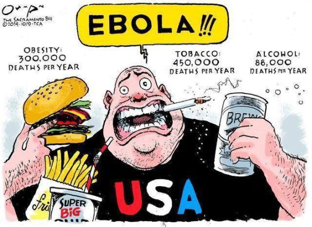 jack ohman ebola cartoon - The Sacramento Bee one els Tca Ebola!!! Obesity 300,000 Deaths Per Year Tobacco 450,000 Deaths Per Year Alcohol 88,000 Deaths Per Year Brew Usa Super BiG