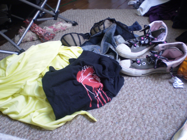 girls clothes on the floor
