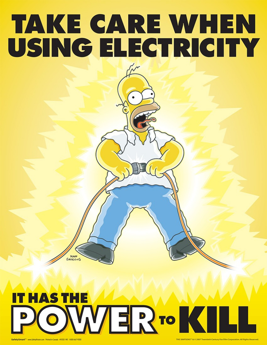 electrical safety kitchen poster - Take Care When Using Electricity It Has The Power To Kill