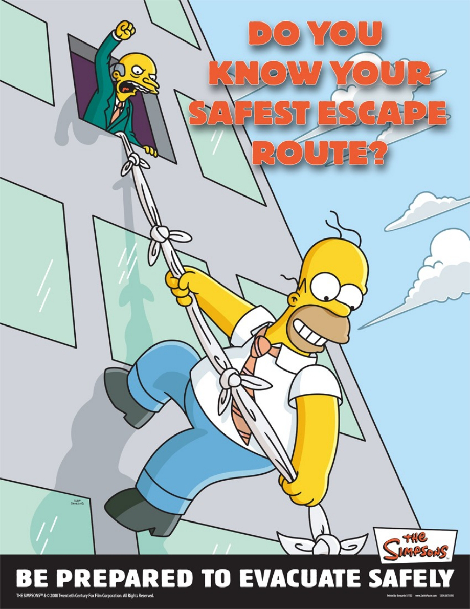 cartoon safety posters - Do You Know Your Safest Escape Routes Be Prepared To Evacuate Safely