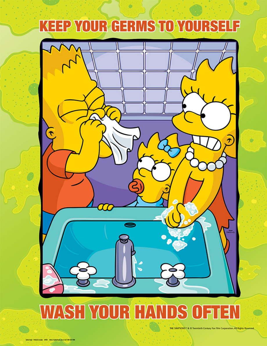 simpsons food safety poster - Keep Your Germs To Yourself Wash Your Hands Often