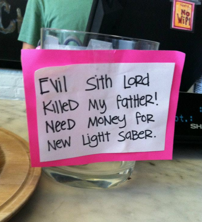 funny tips box - Wifi Evil Sith Lord Killed My father! Need Money for New Light saber. Sh