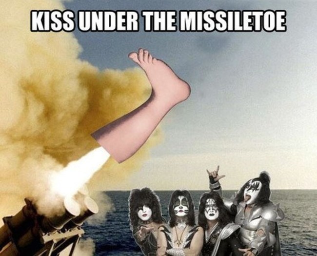 christmas puns - kiss alive 35 - Kiss Under The Missiletoe