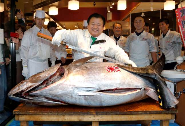 US 70,000-The amount paid for the 230-kilogram Bluefin by sushi restaurateur Kiyoshi Kimura in the year's celebratory first auction in Tokyo, Japan.