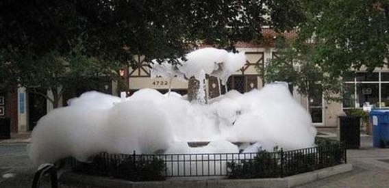 bubble bath in fountain