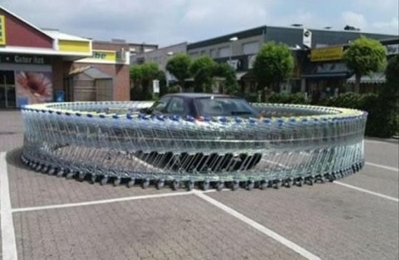 shopping cart circle around car