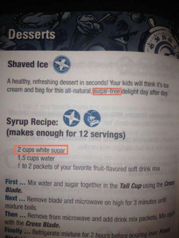 Desserts Shaved ice A healthy, refreshing dessert in seconds! Your kids will think it's ine! cream and beg for this allnatural, sugarfree delight day after day Syrup Recipe 2 makes enough for 12 servings 2 cups white sugar 1.5 cups water 1 to 2 packets of