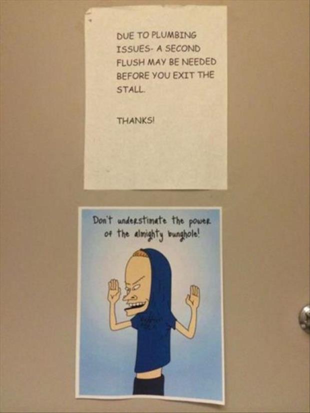 The bathroom wall has spoken