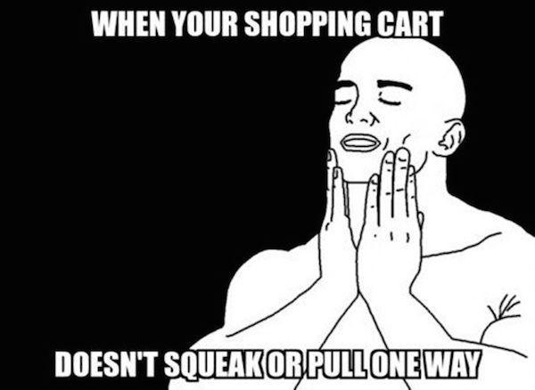cartoon - When Your Shopping Cart Doesn'T Squeakor Pullone Way