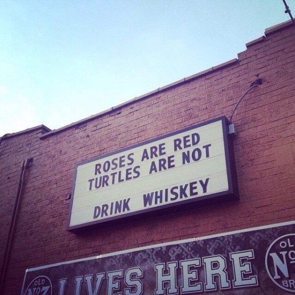 street sign - Roses Are Red Turtles Are Not Drink Whiskey Alves Heren Old Br
