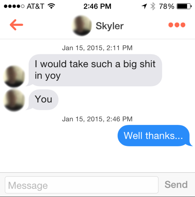 Guy spends a week on tinder as a toilet