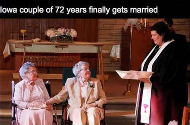 alice nonie dubes and vivian boyack - lowa couple of 72 years finally gets married