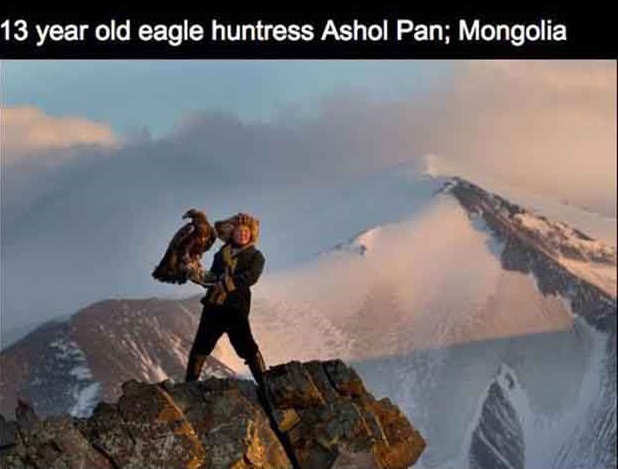 mongolian girl eagle - 13 year old eagle huntress Ashol Pan; Mongolia