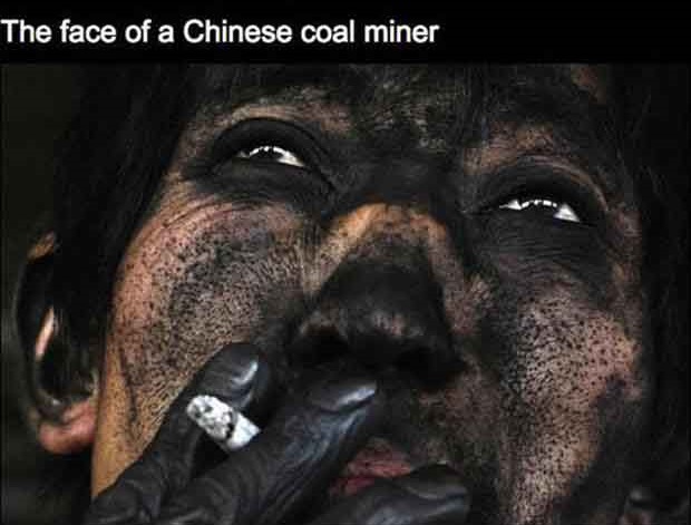 face of a chinese coal miner - The face of a Chinese coal miner