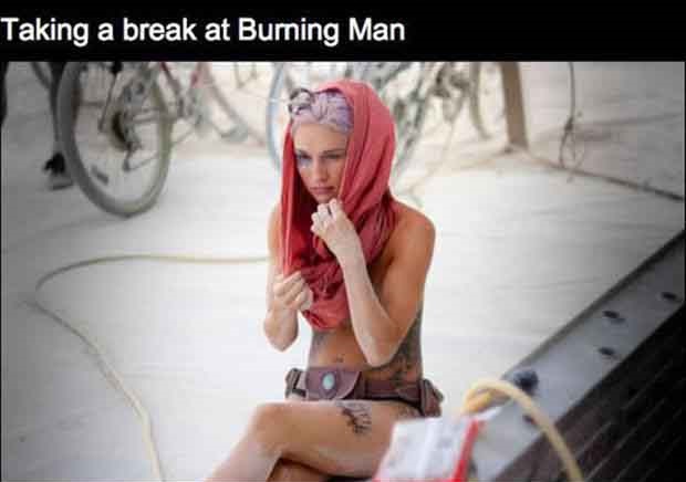 beautiful burning man women - Taking a break at Burning Man