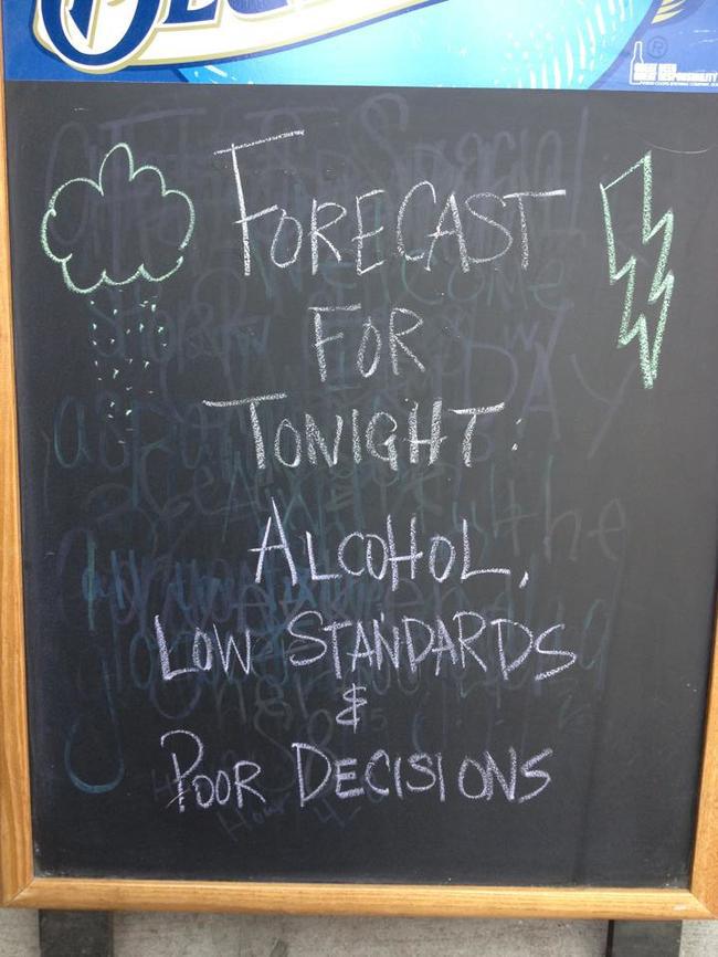 funny bar signs - Kee Forecast Li Re For Tonight Alcohol, Low Standards O Poor Decisions