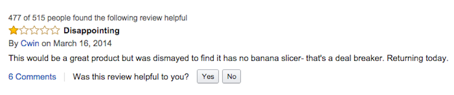 amazon reviews - diagram - 477 of 515 people found the ing review helpful Disappointing By Cwin on This would be a great product but was dismayed to find it has no banana slicer that's a deal breaker. Returning today. 6 Was this review helpful to you? Yes