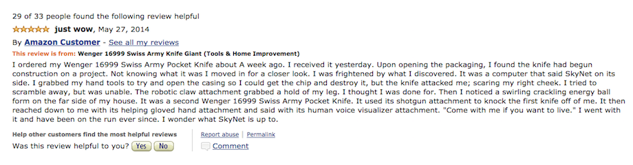 amazon reviews - swiss army knife amazon review - 29 of 33 people found the ing review helpful just wow, By Amazon Customer See all my reviews This review is from Wenger 16999 Swiss Army Knife Giant Tools & Home Improvement I ordered my Wenger 16999 Swiss