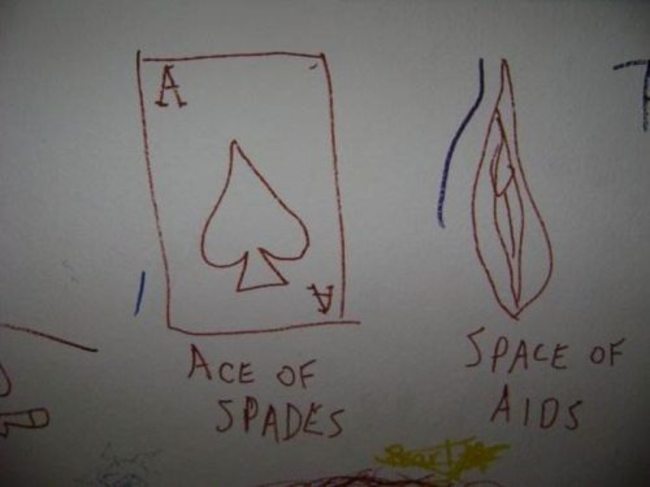 graffiti in a bathroom - Ace Of Space Of Aids Spades