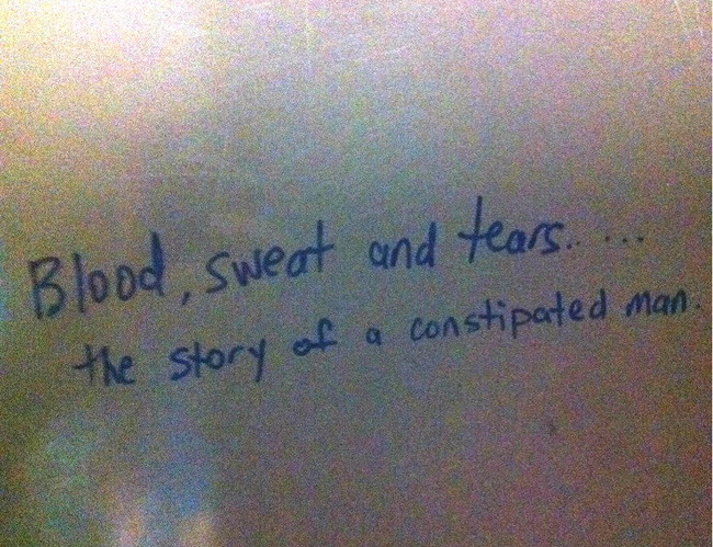 handwriting - Blood, sweat and tears.... the story of a constipated man.