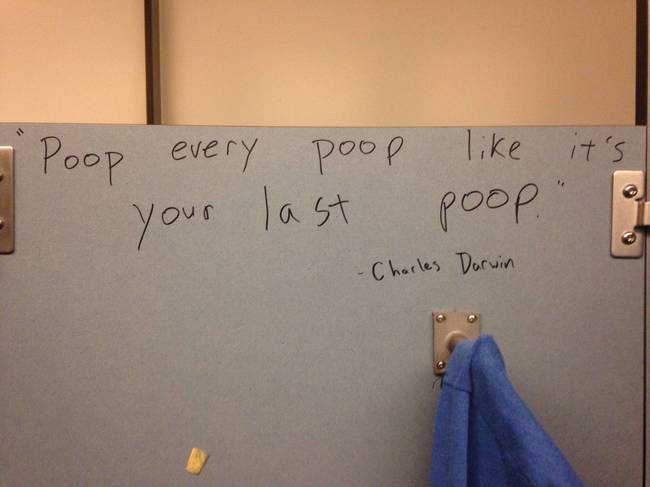 funny bathroom stall poems - Poop every your poop last it's poop." Charles Darwin