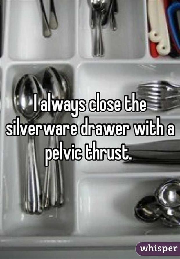 whisper - steel - Talways close the silverware drawer with a pelvic thrust. whisper