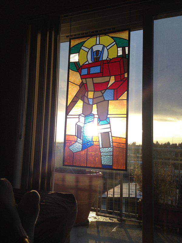optimus prime stained glass