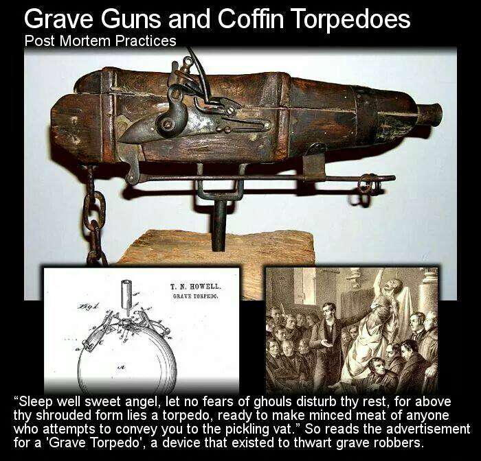grave torpedo - Grave Guns and Coffin Torpedoes Post Mortem Practices 1. N. Howell Grats Tospedc. diu "Sleep well sweet angel, let no fears of ghouls disturb thy rest, for above thy shrouded form lies a torpedo, ready to make minced meat of anyone who att
