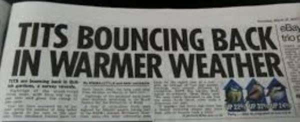 Headline - Tits Bouncing Back In Warmer Weather
