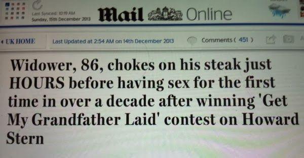 daily mail - Mail Ada Online Uk Home Last Updated at on 14th Last Updated at och 451 Widower, 86, chokes on his steak just Hours before having sex for the first time in over a decade after winning 'Get My Grandfather Laid' contest on Howard Stern