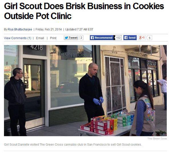 girl scout cookies - Girl Scout Does Brisk Business in Cookies Outside Pot Clinic By Riya Bhatacharjee Friday, Updated 727 Am Est View 1 | Email | Print Tweet 2 Recommend 152 Send 81 5 4218 Green The Green Cross Girl Scout Danielle visited The Green Cross
