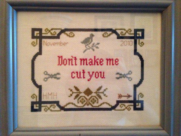 Cross-stitching can be straight gangster