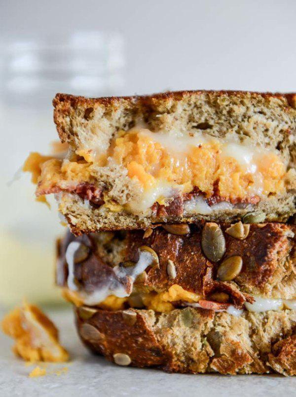 Sweet Potato, Brie, and Bacon Grilled Cheese