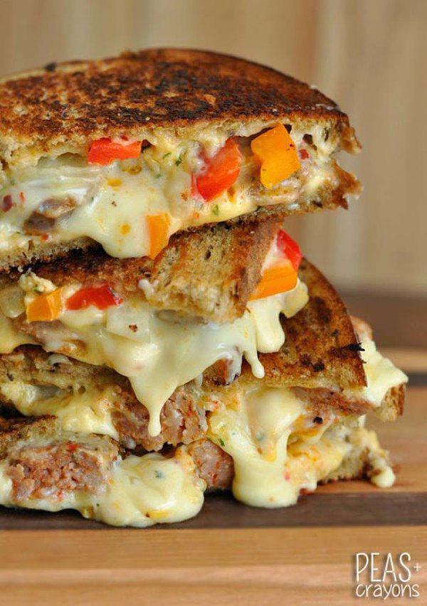 Sausage and Pepper Chipotle Grilled Cheese