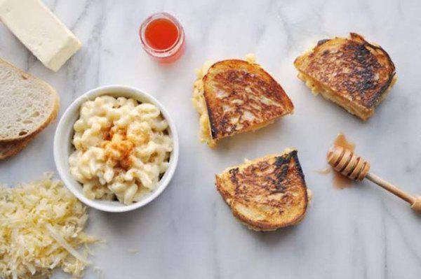 Gouda, Hot Honey, and Macaroni Grilled Cheese