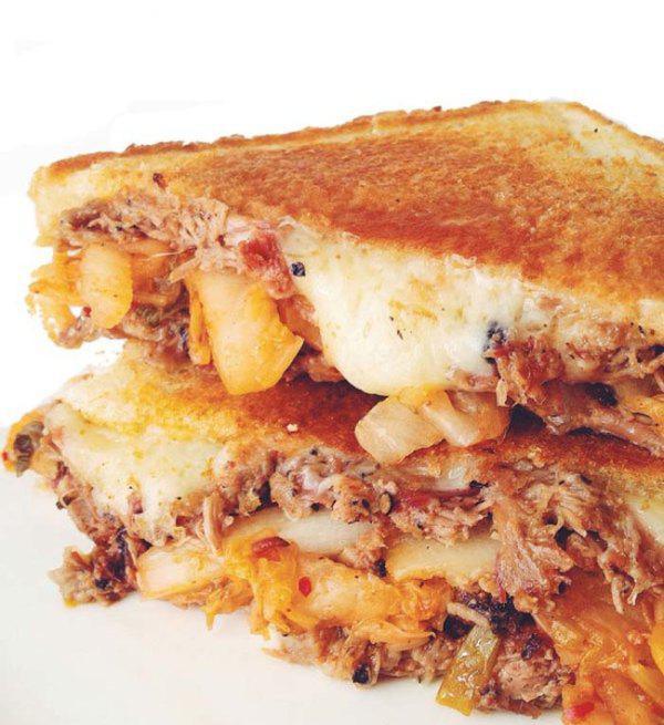 Brisket, Kimchi, and Sriracha Grilled Cheese