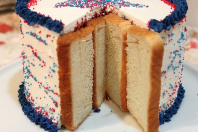 Have your cake and a slice of bread too. After cutting into a cake, use toothpicks to cover the exposed portion with piece of bread. The bread will get hard and stale, but the cake will stay nice and soft.