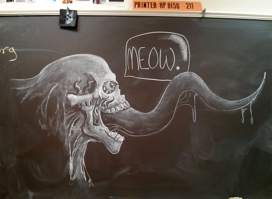 Teacher Draws Chalkboard Drawings To Inspire His Students