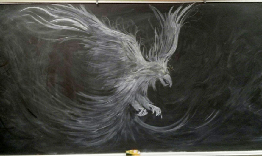Teacher Draws Chalkboard Drawings To Inspire His Students