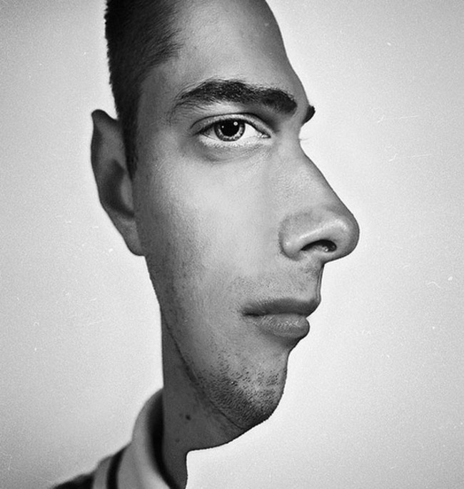 By layering multiple images on top of each other, photographers are able to create amazing two faced portraits.
